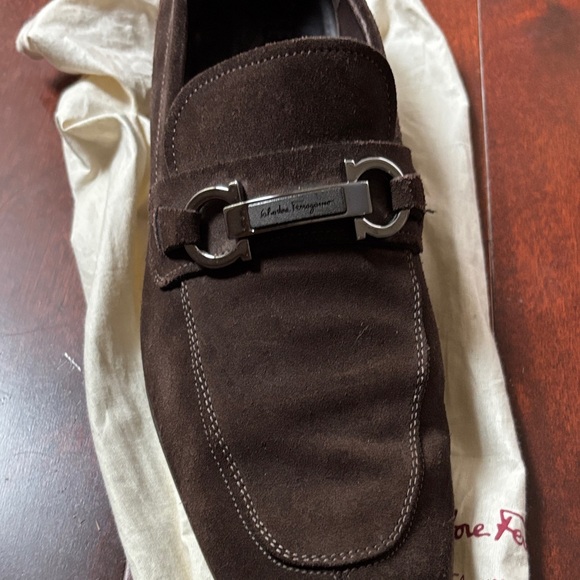Salvatore Ferragamo Dark Brown Suede Loafers - Picture 2 of 4
